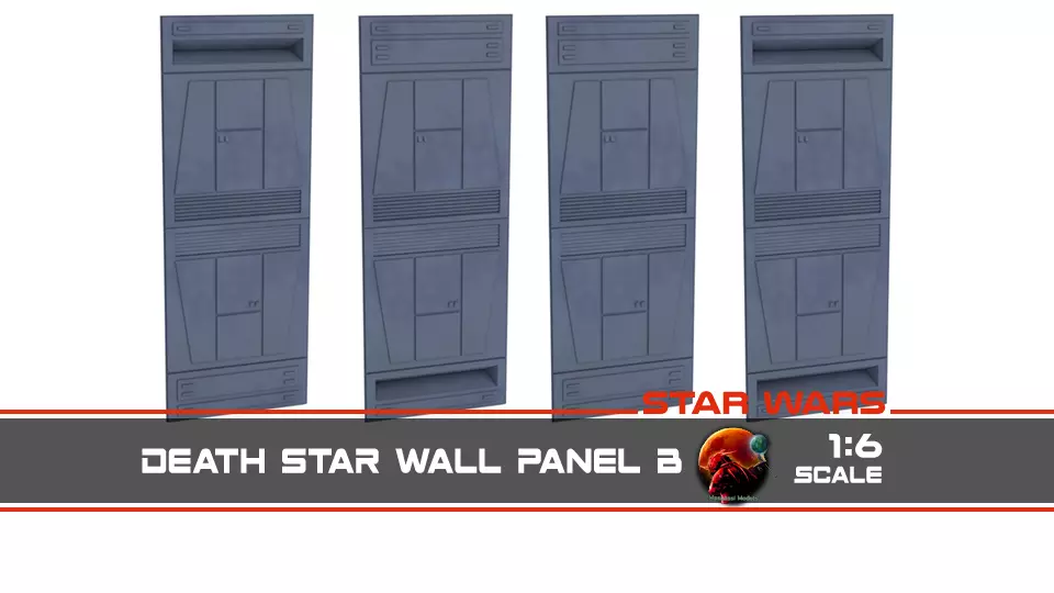 Death Star Wall Panel - B - 1-6 scale Hottoys  Free 3D print model_0