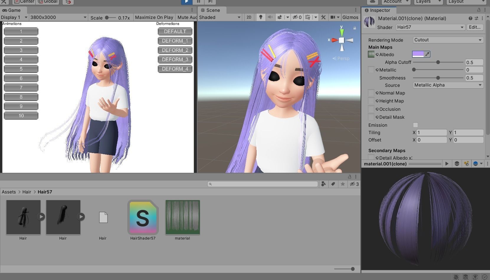 Hair with clip 3D model unity prefab item Low-poly 3D model_2