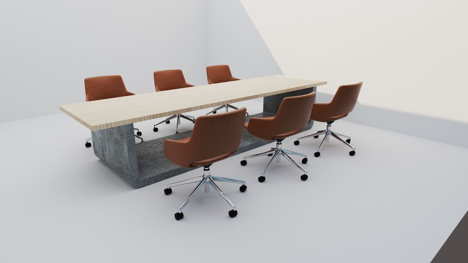 wooden conference table  3D model_1