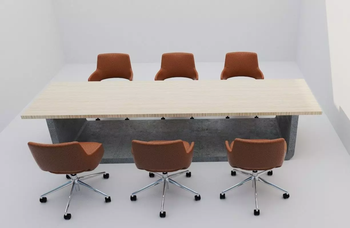 wooden conference table  3D model_0