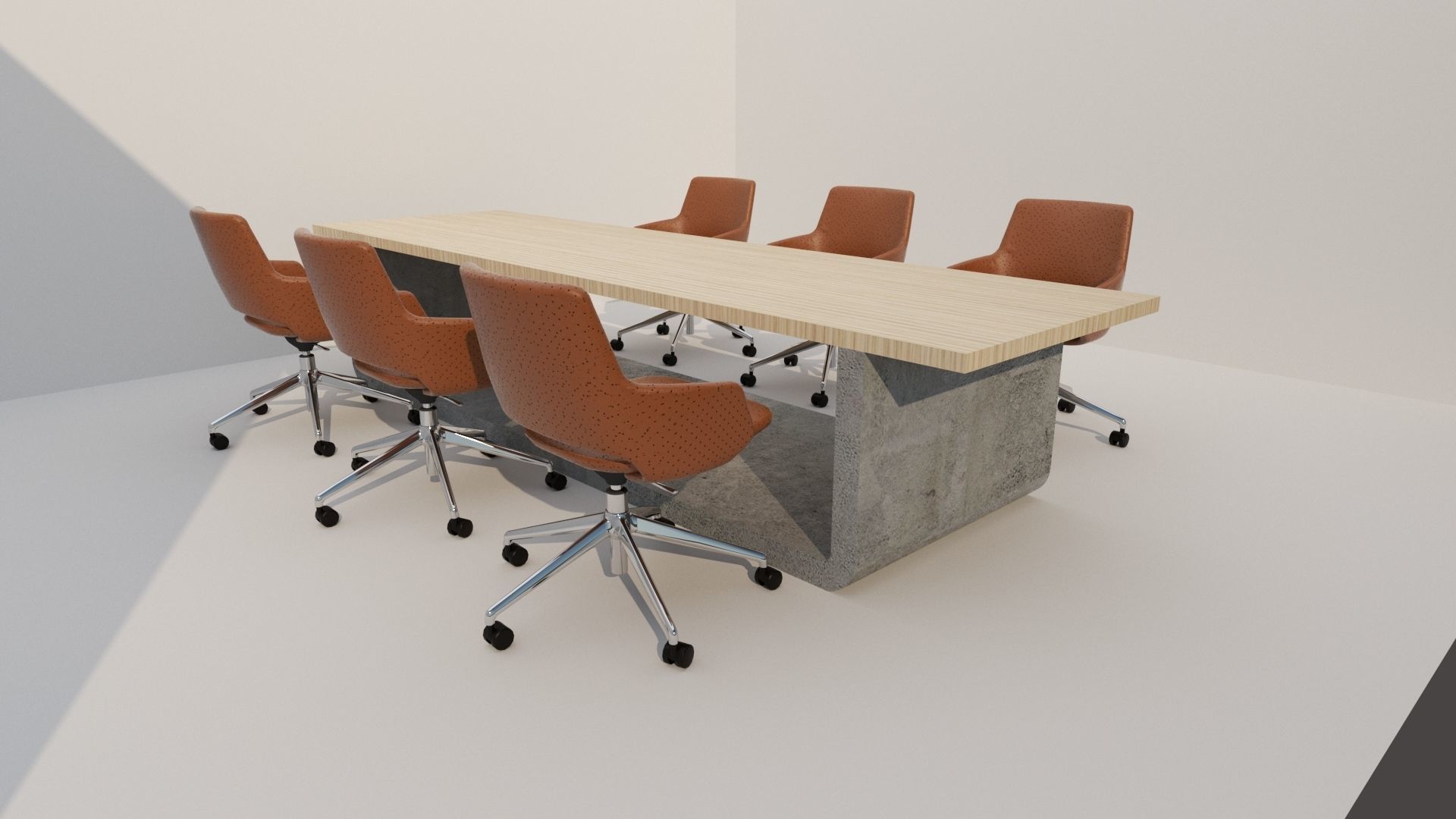 wooden conference table  3D model_4