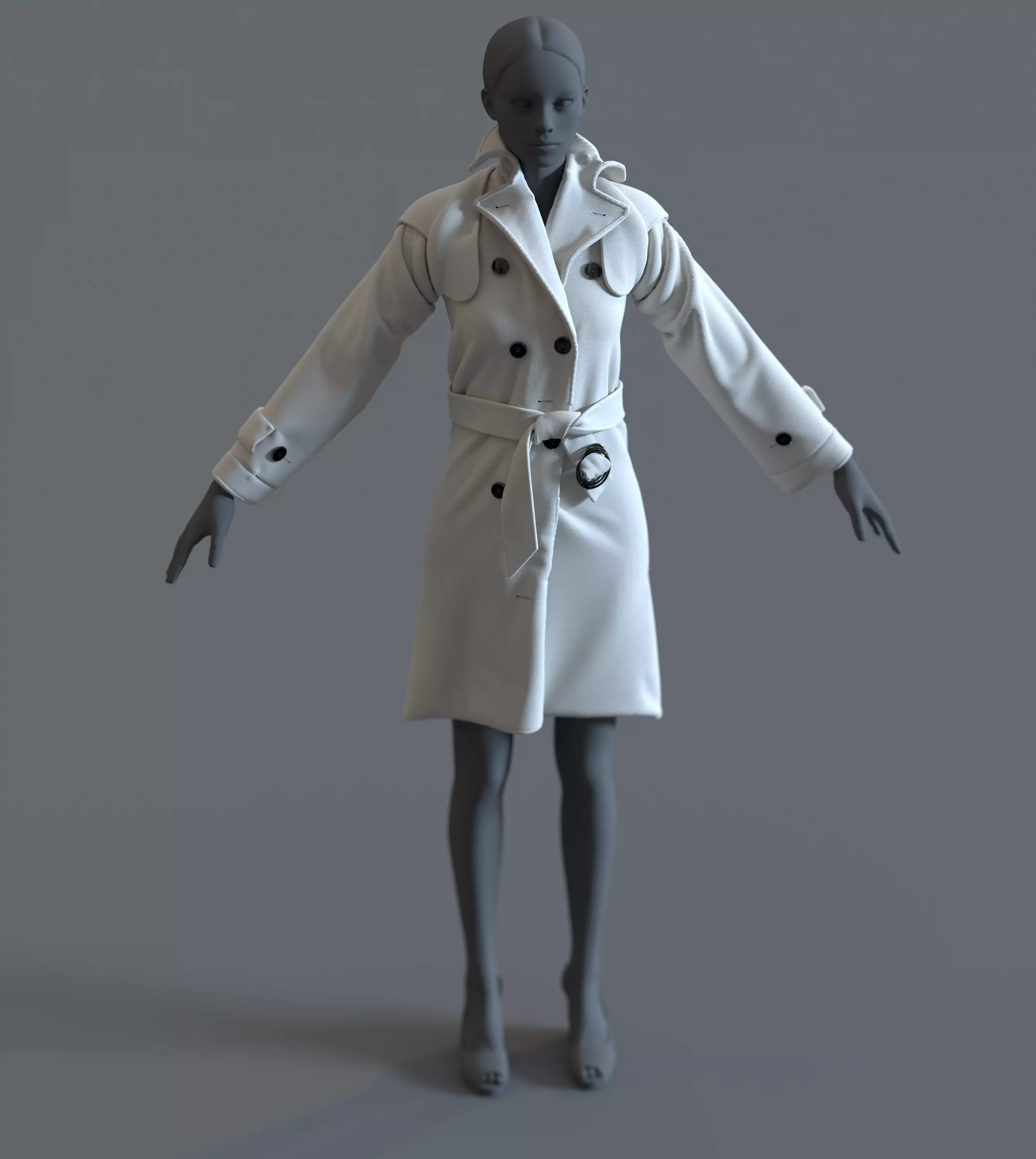 Woman Trench Coat Low-poly 3D model_0