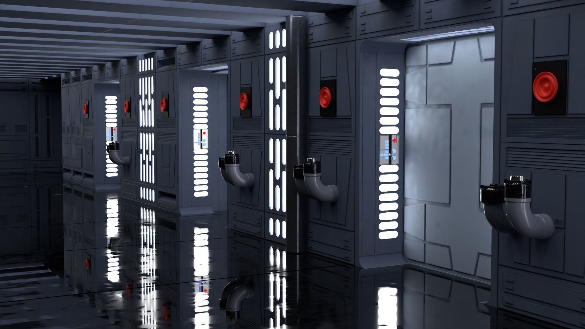 Death Star Wall Panel - D - 1-18 scale Kenner Hasbro Free 3D print model_12
