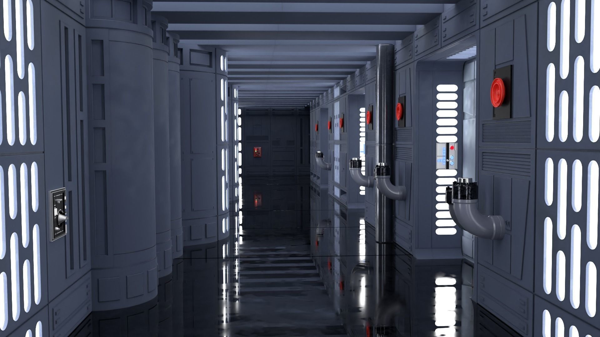 Death Star Wall Panel - D - 1-18 scale Kenner Hasbro Free 3D print model_16