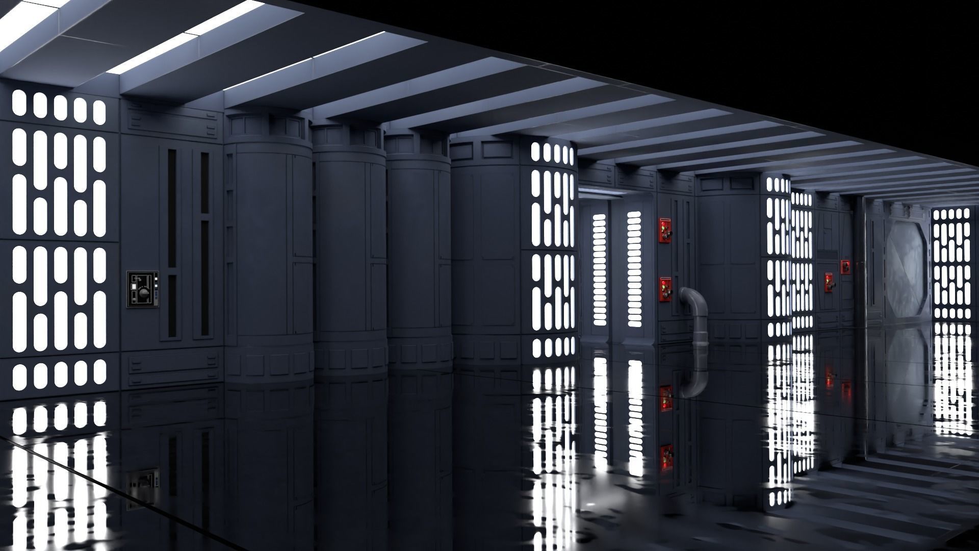 Death Star Wall Panel - D - 1-18 scale Kenner Hasbro Free 3D print model_19