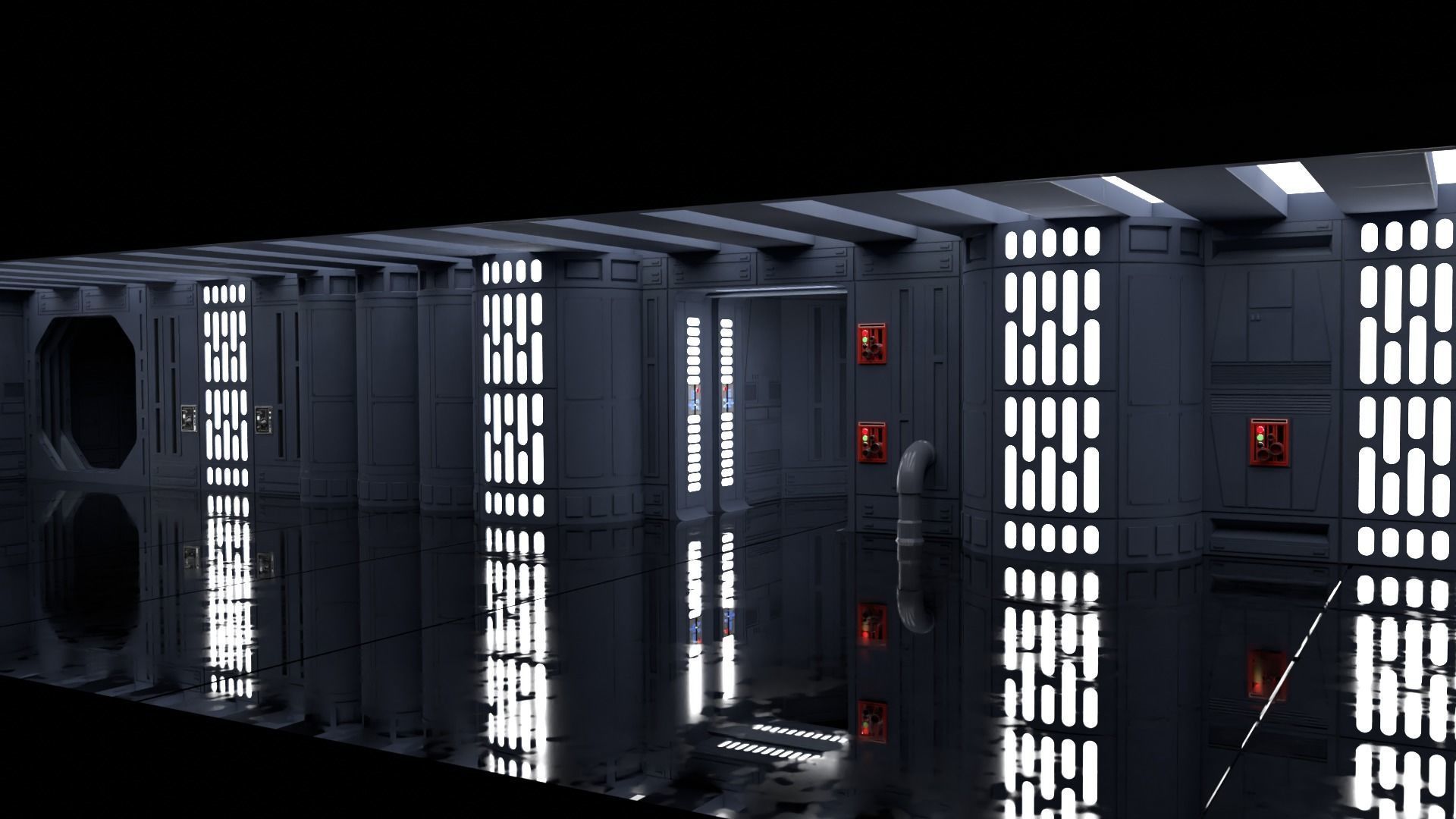 Death Star Wall Panel - D - 1-18 scale Kenner Hasbro Free 3D print model_20