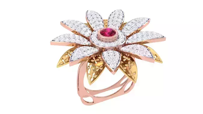 Women Cocktail Ring 3dm STL OBJ FBX Renders Details