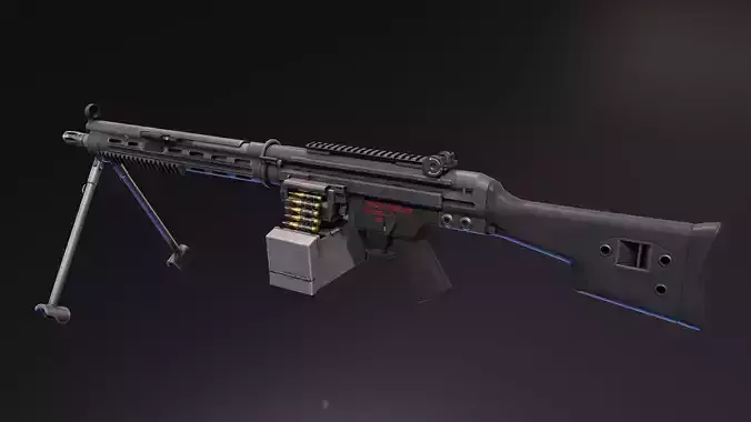 HK23E Light Machine Gun Low-poly 3D model