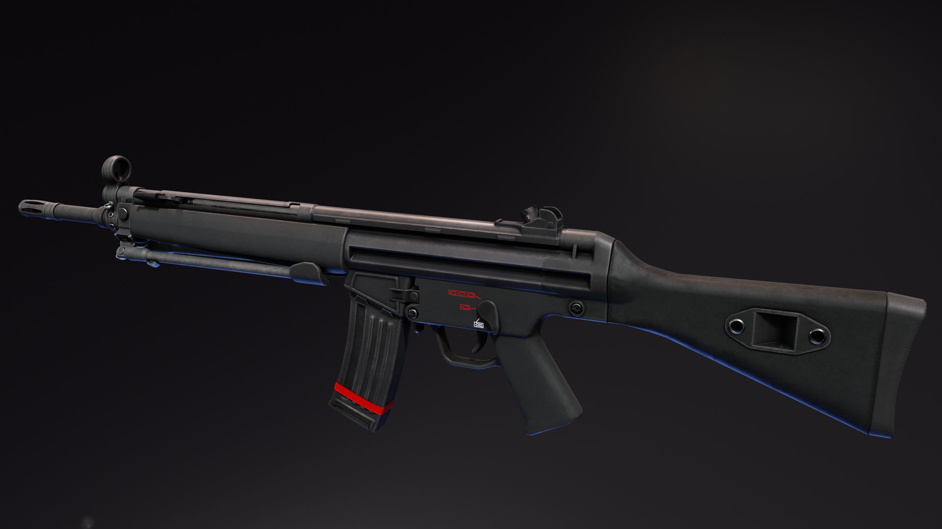 HK33 Assault Rifle Low-poly 3D model_1