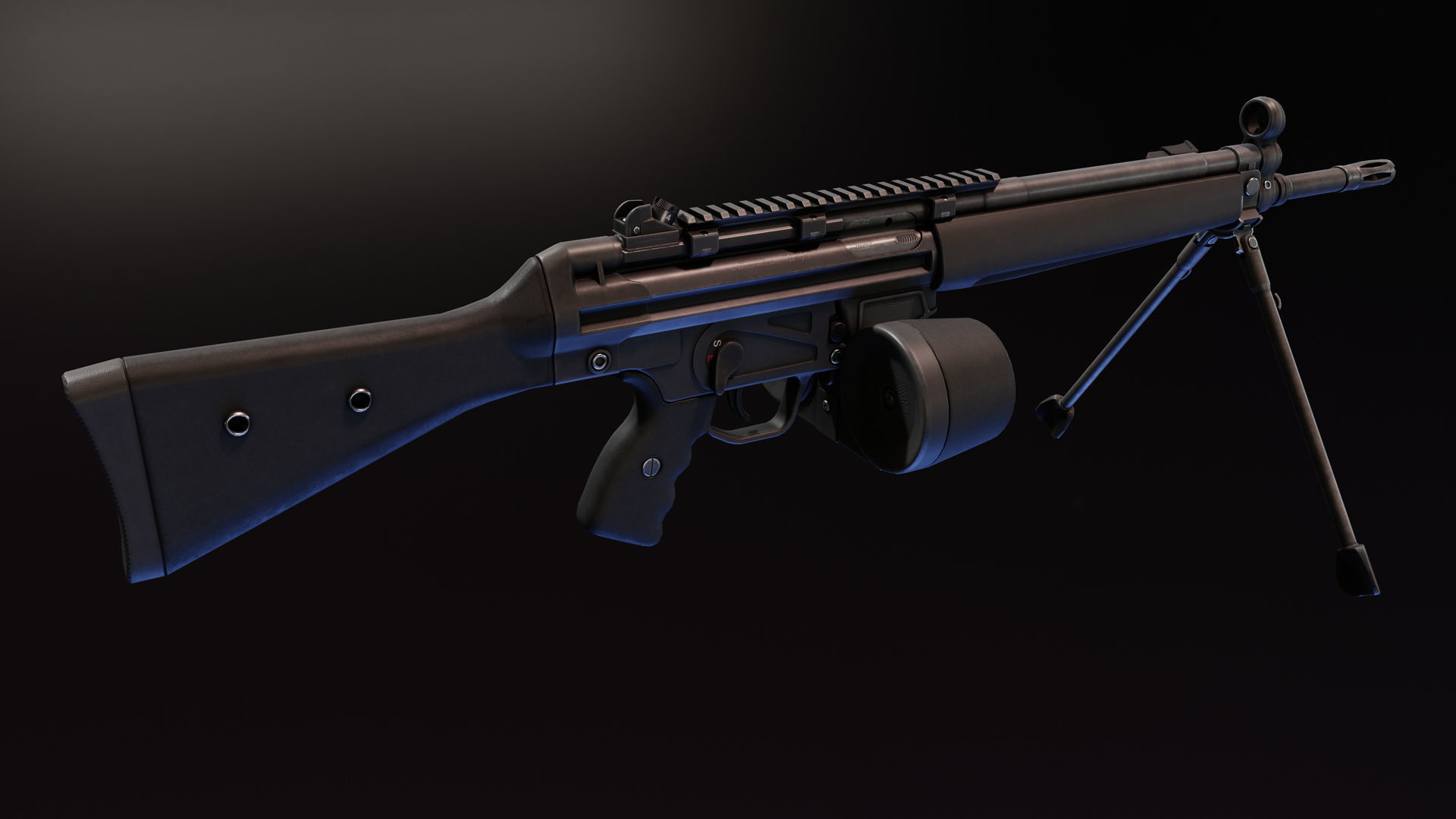 HK33 Assault Rifle Low-poly 3D model_6