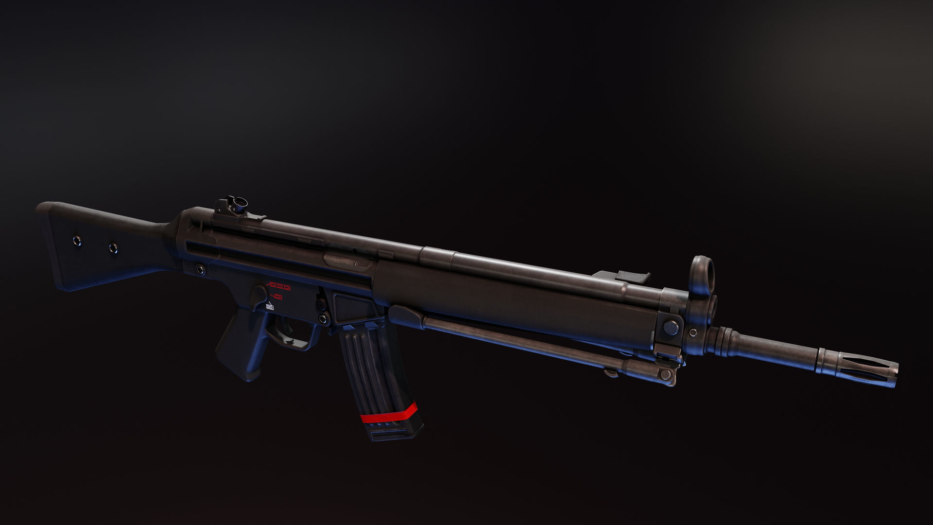 HK33 Assault Rifle Low-poly 3D model_5