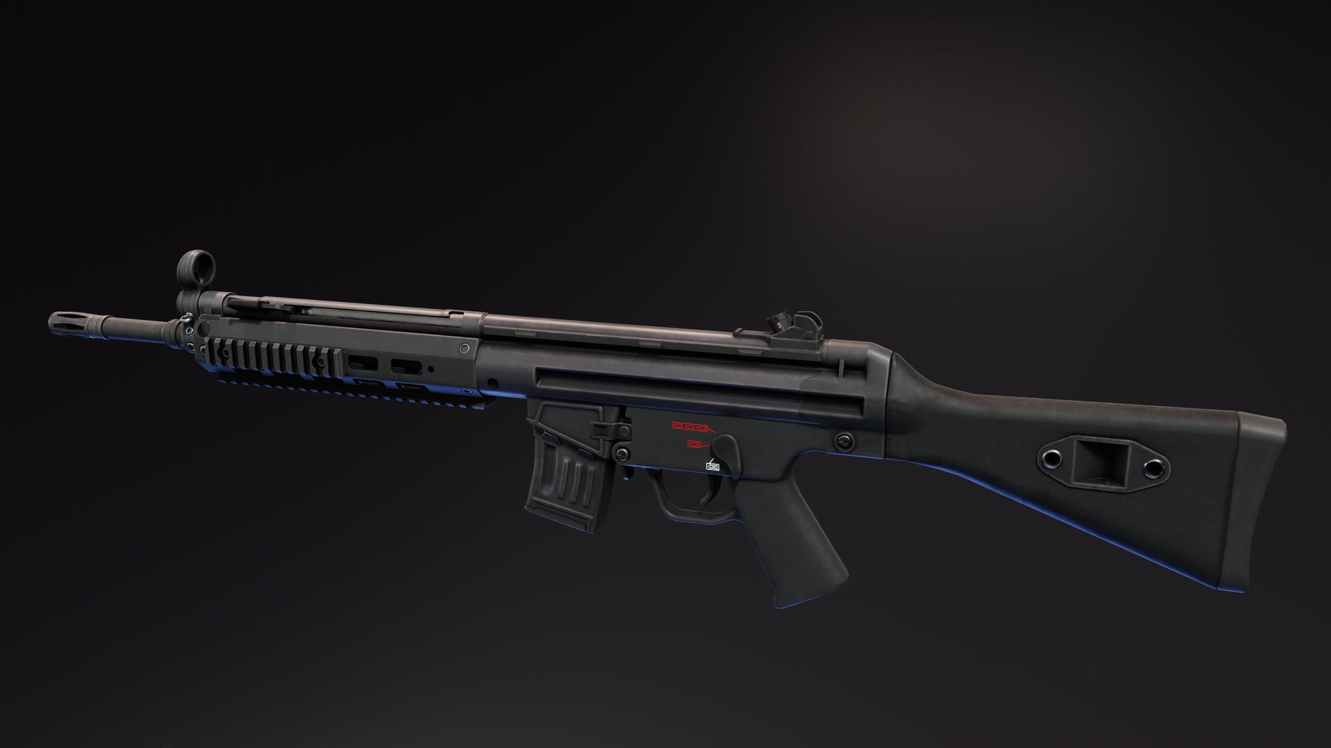 HK33 Assault Rifle Low-poly 3D model_7
