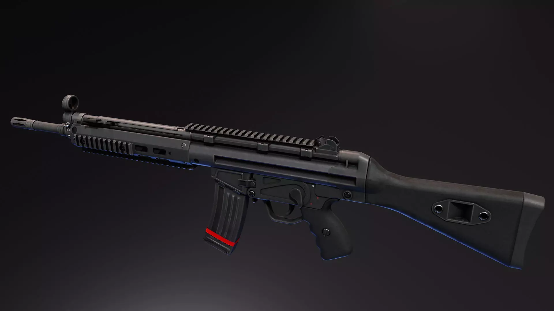 HK33 Assault Rifle Low-poly 3D model_0