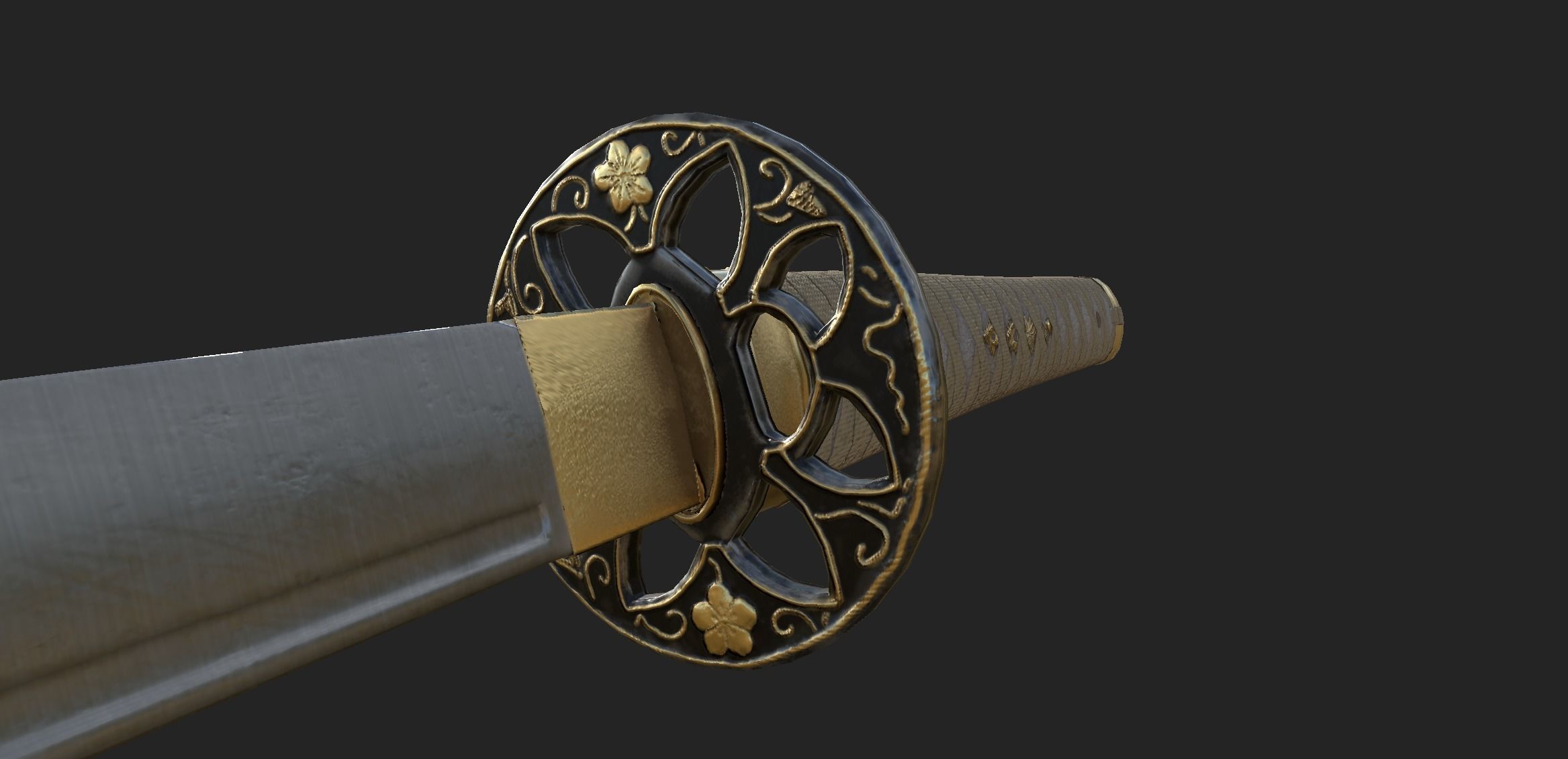 Katana Low Poly 3D Model Game Friendly Low-poly 3D model_2