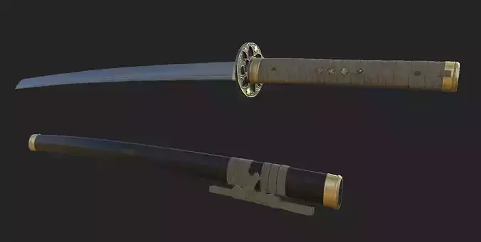 Katana Low Poly 3D Model Game Friendly Low-poly 3D model