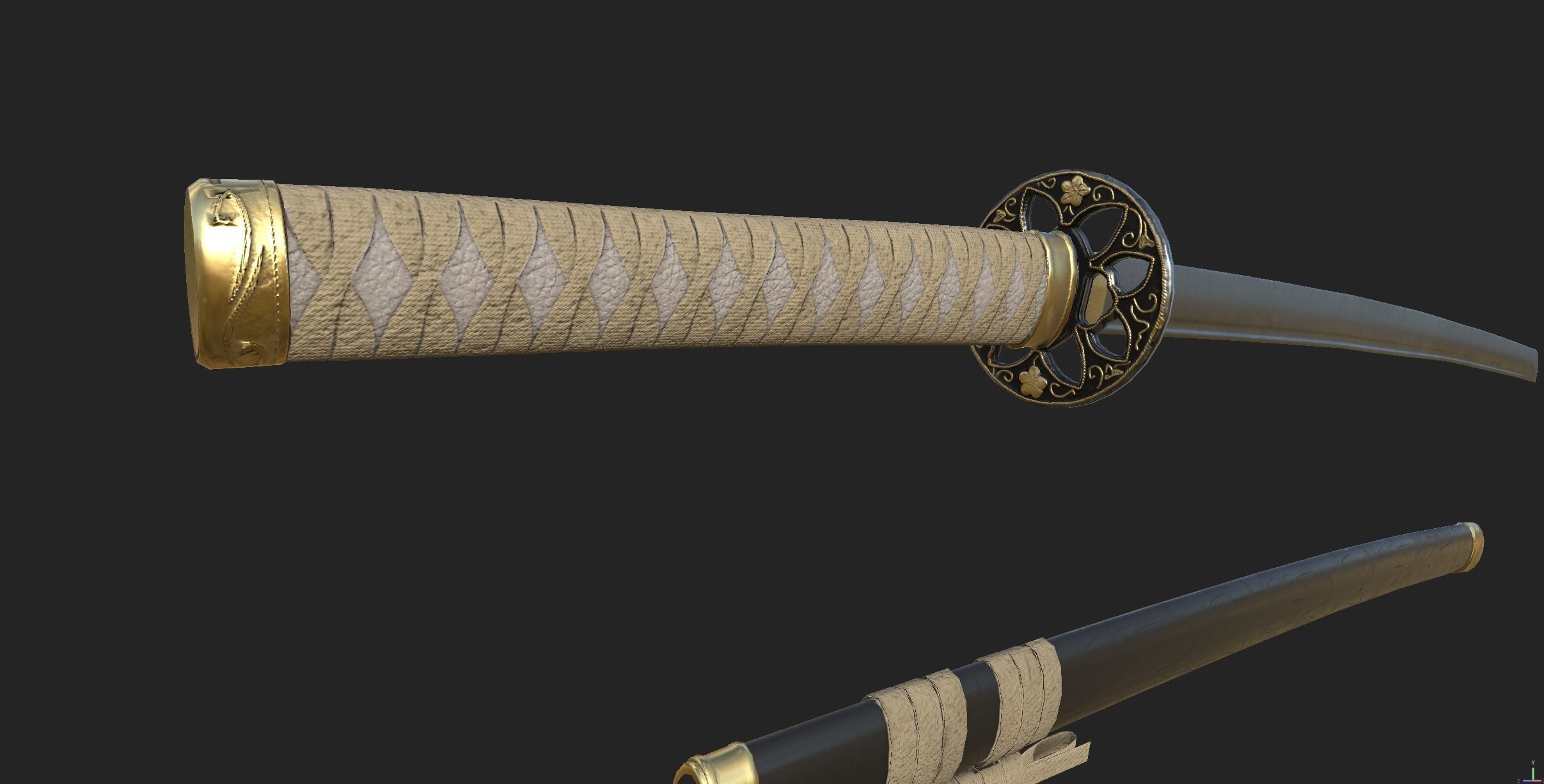 Katana Low Poly 3D Model Game Friendly Low-poly 3D model_4