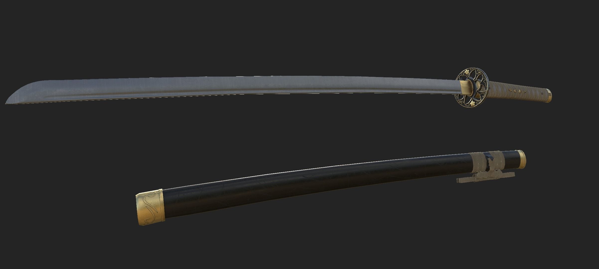 Katana Low Poly 3D Model Game Friendly Low-poly 3D model_5
