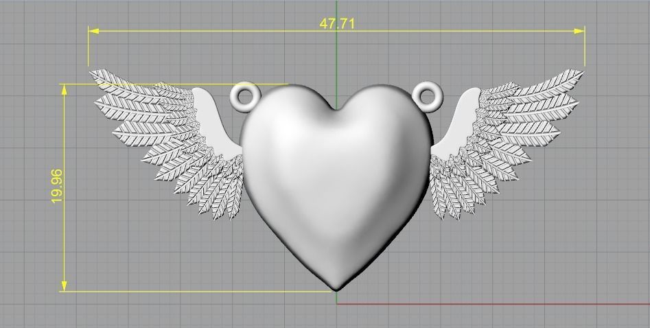 Heart pendant with wings Model 3141 3D print model_6