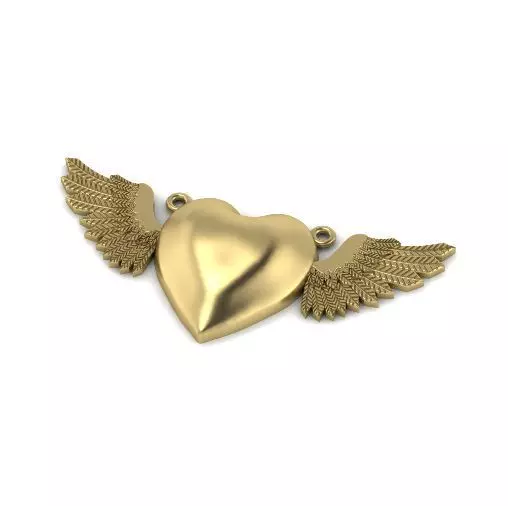 Heart pendant with wings Model 3141 3D print model_0