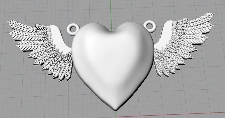 Heart pendant with wings Model 3141 3D print model_2