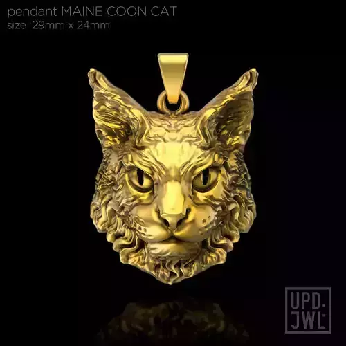 Maine Coon cat  head pendant Gold Silver