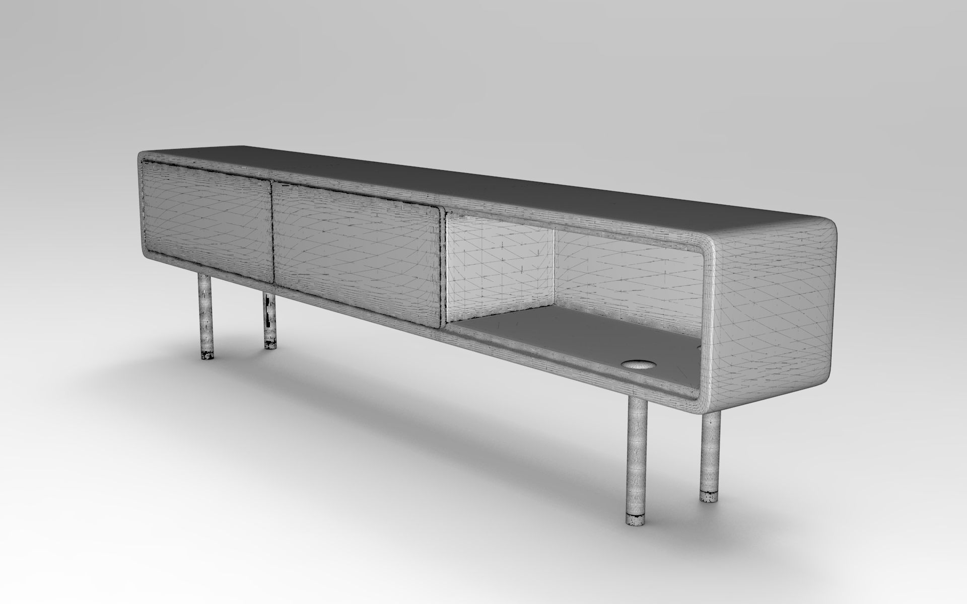 Afin Lowboard Low-poly 3D model_5