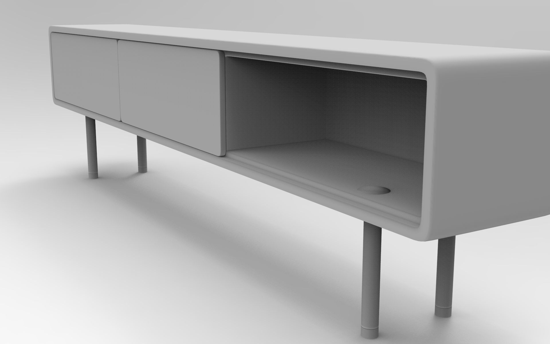 Afin Lowboard Low-poly 3D model_8