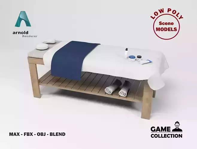 Massage bed Low-poly 3D model