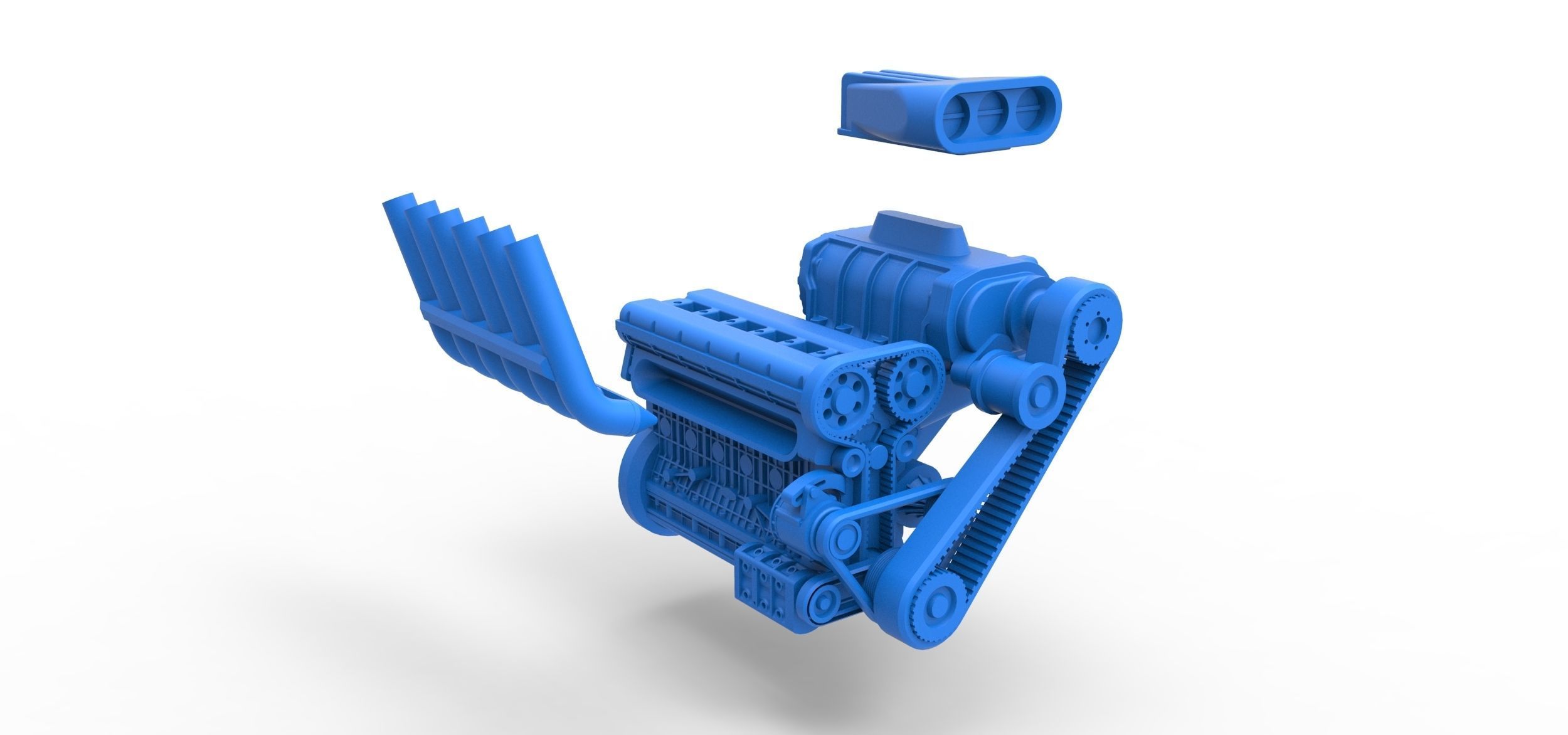 Supercharged straight-six engine Scale 1 to 25 3D print model_19