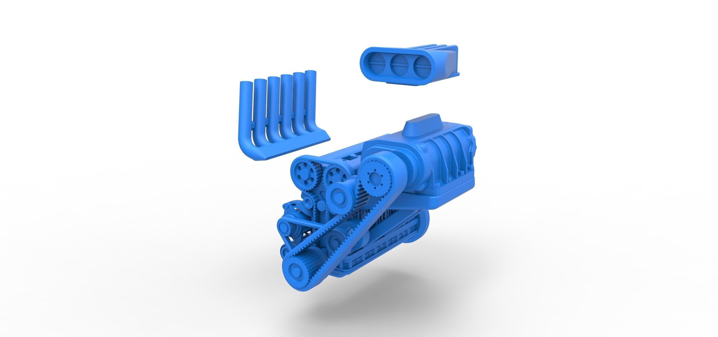 Supercharged straight-six engine Scale 1 to 25 3D print model_17