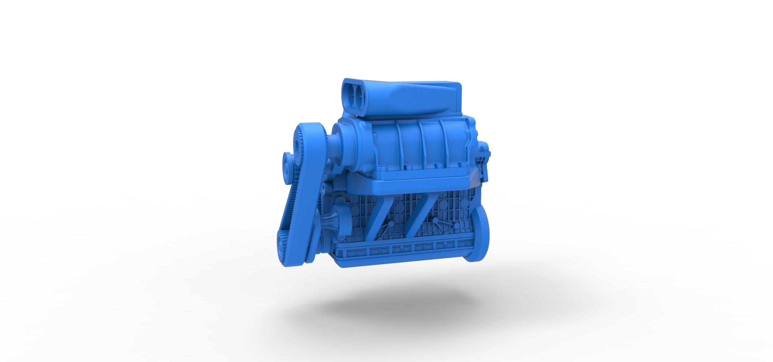 Supercharged straight-six engine Scale 1 to 25 3D print model_2