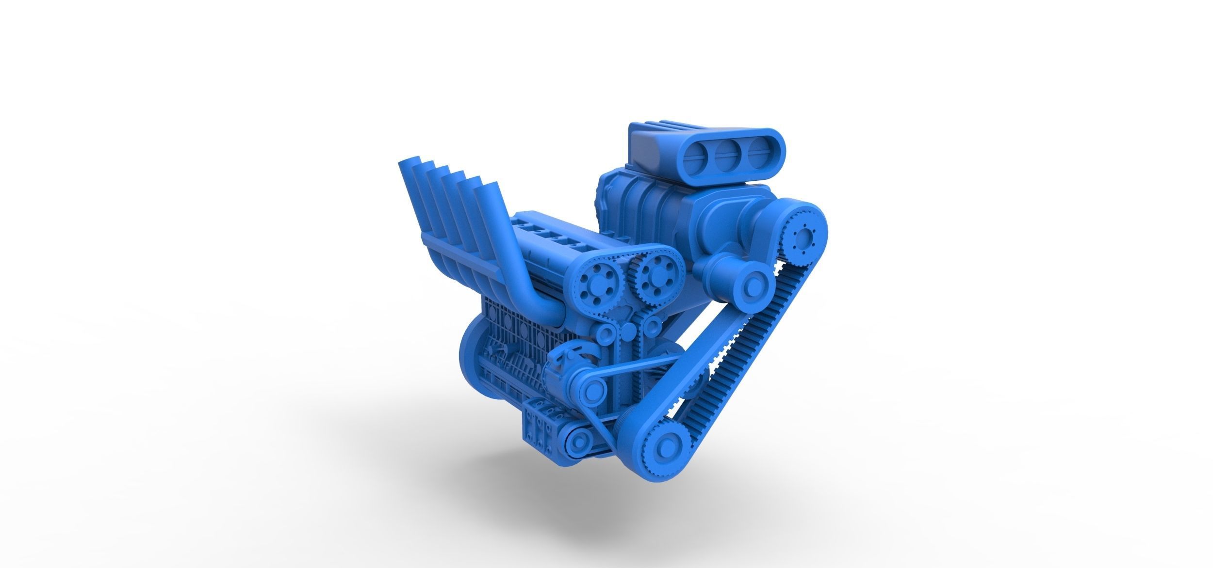 Supercharged straight-six engine Scale 1 to 25 3D print model_16