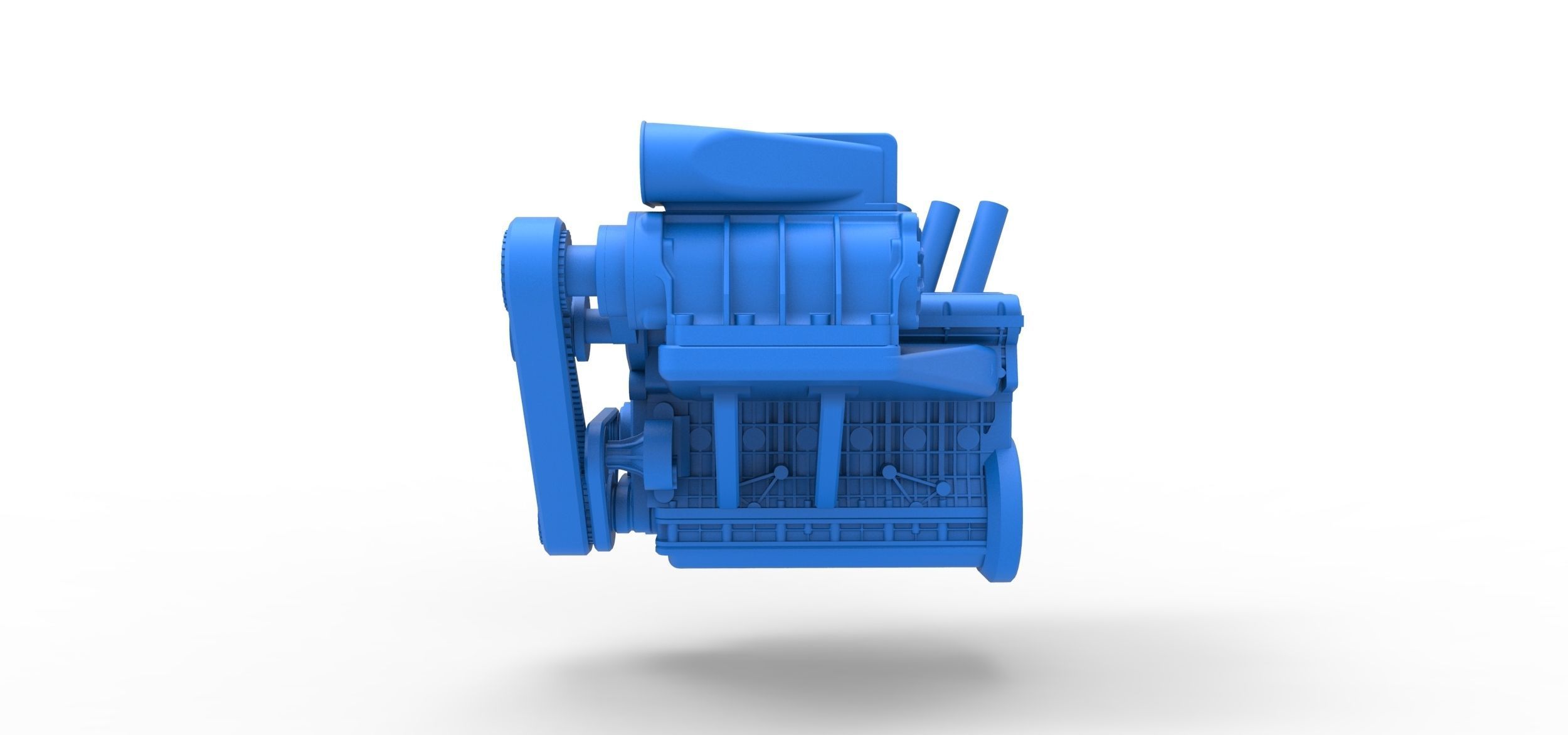 Supercharged straight-six engine Scale 1 to 25 3D print model_6