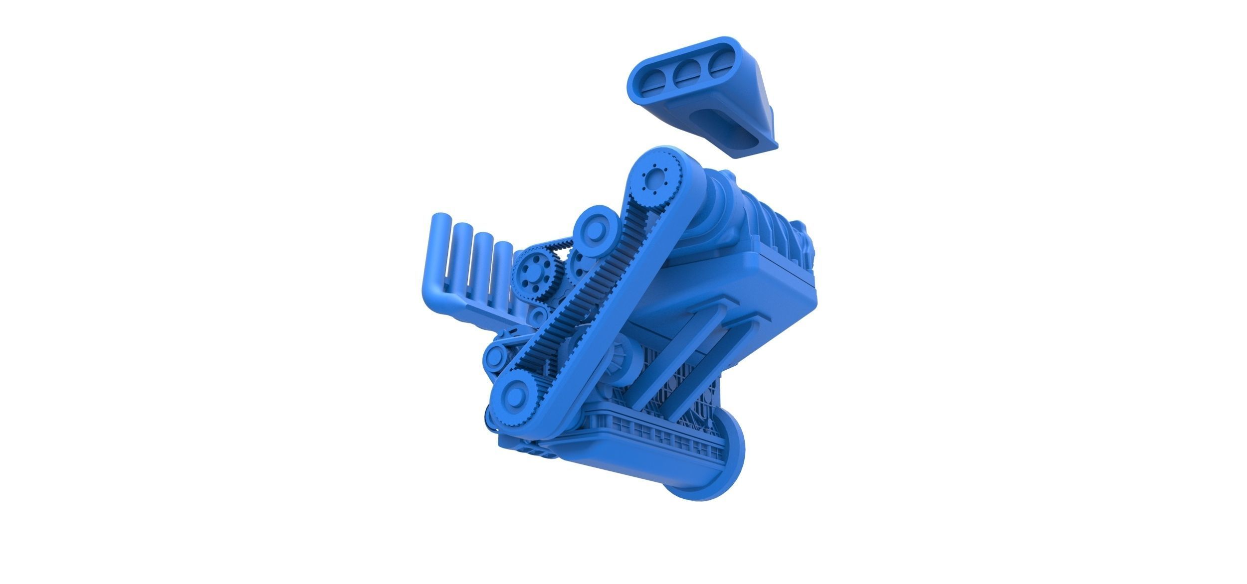 Supercharged straight-six engine Scale 1 to 25 3D print model_18