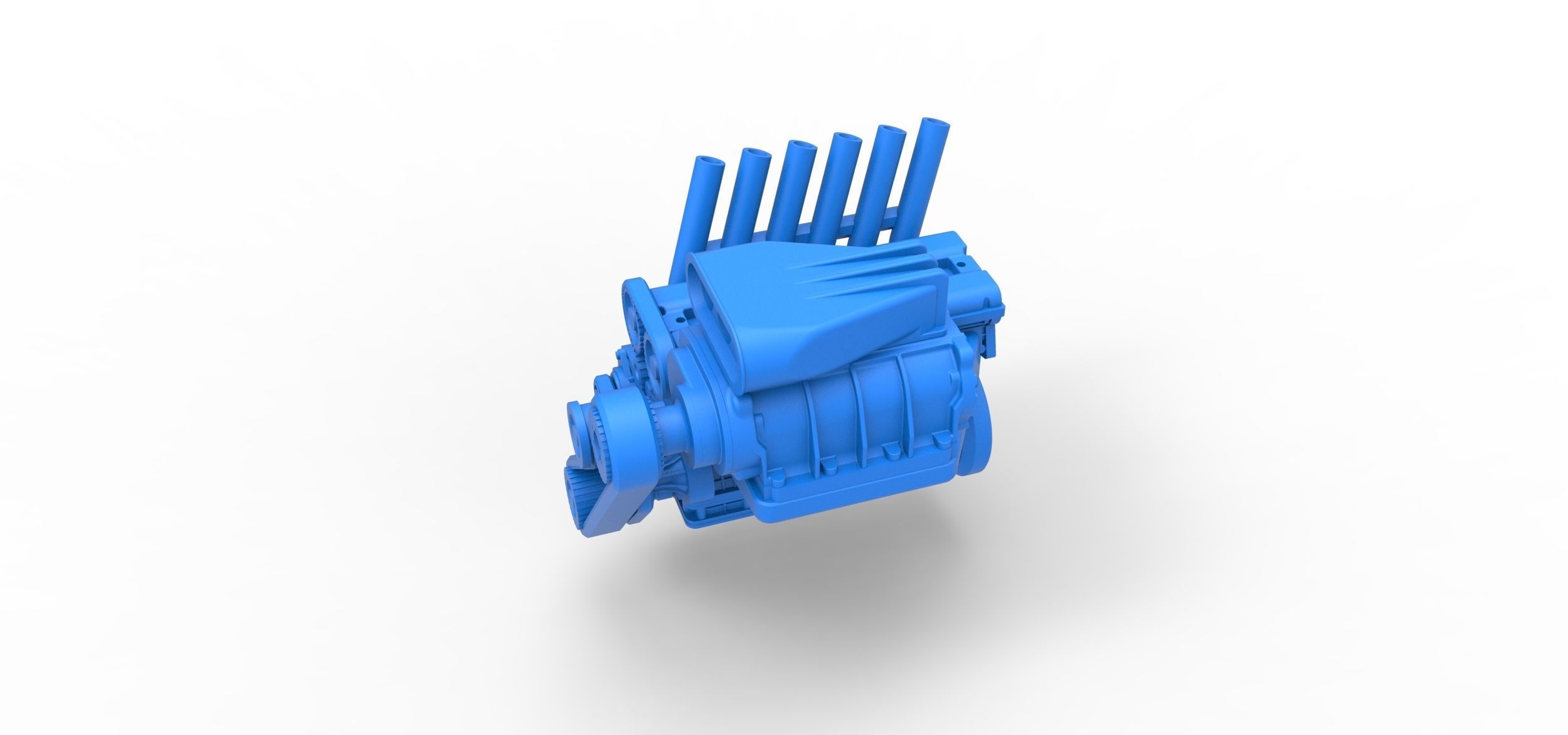 Supercharged straight-six engine Scale 1 to 25 3D print model_3