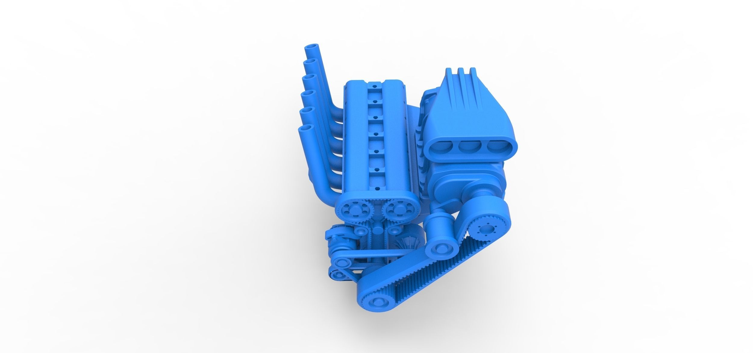 Supercharged straight-six engine Scale 1 to 25 3D print model_5