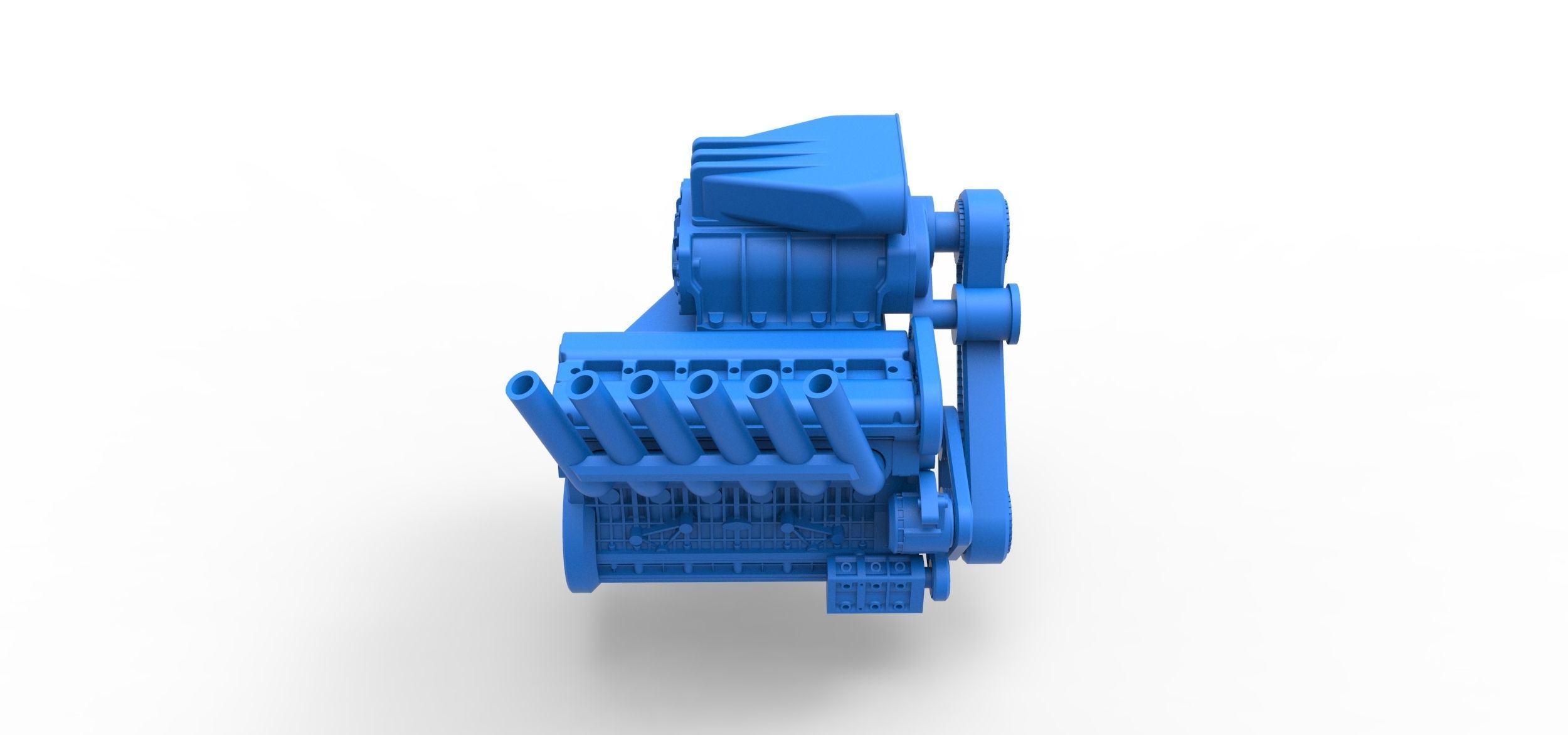 Supercharged straight-six engine Scale 1 to 25 3D print model_15