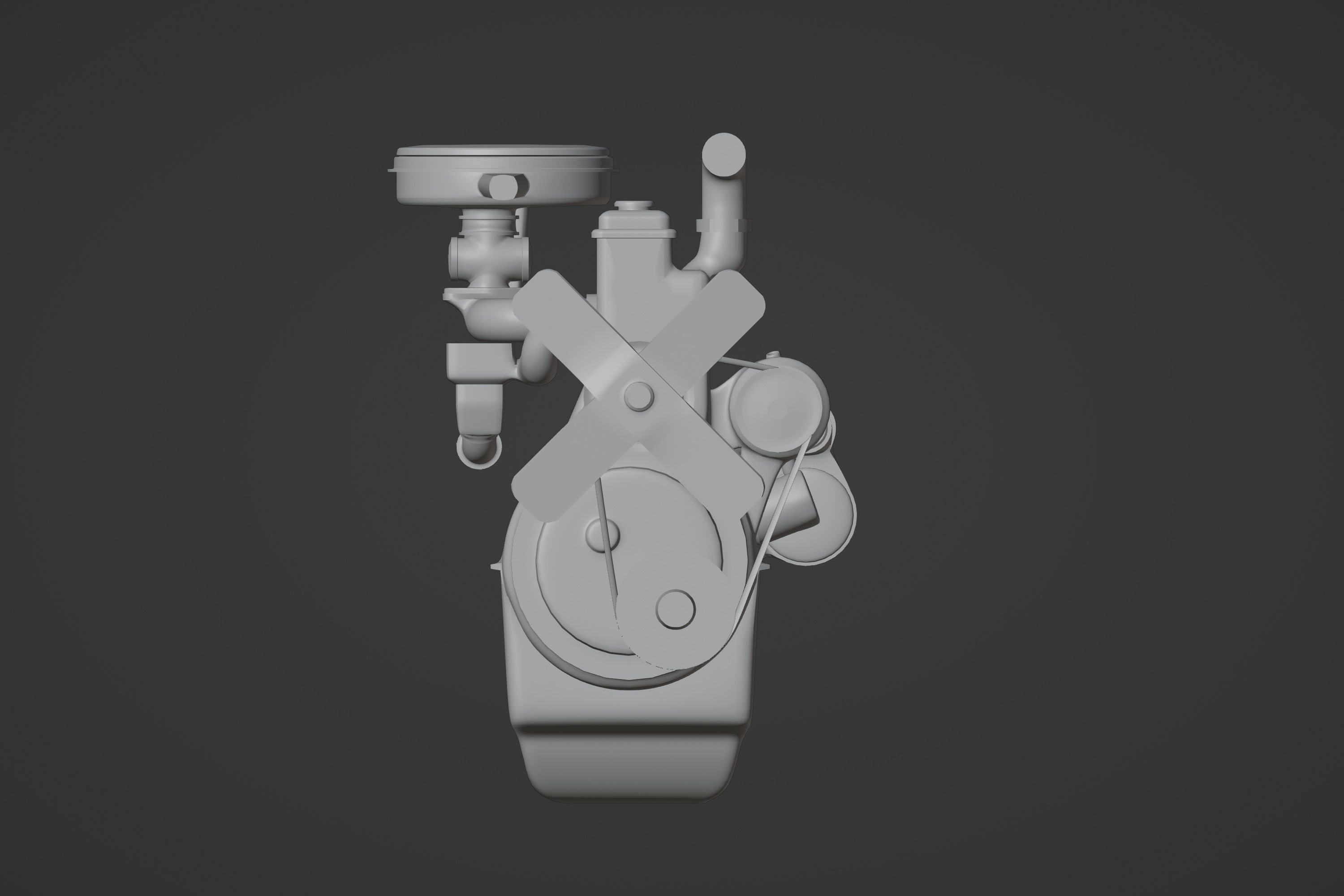 Old straight engine inline engine - print ready 3D print model_10