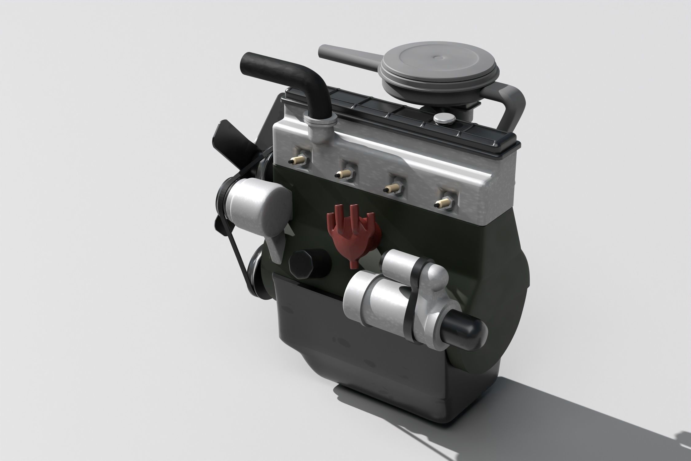 Old straight engine inline engine - print ready 3D print model_2