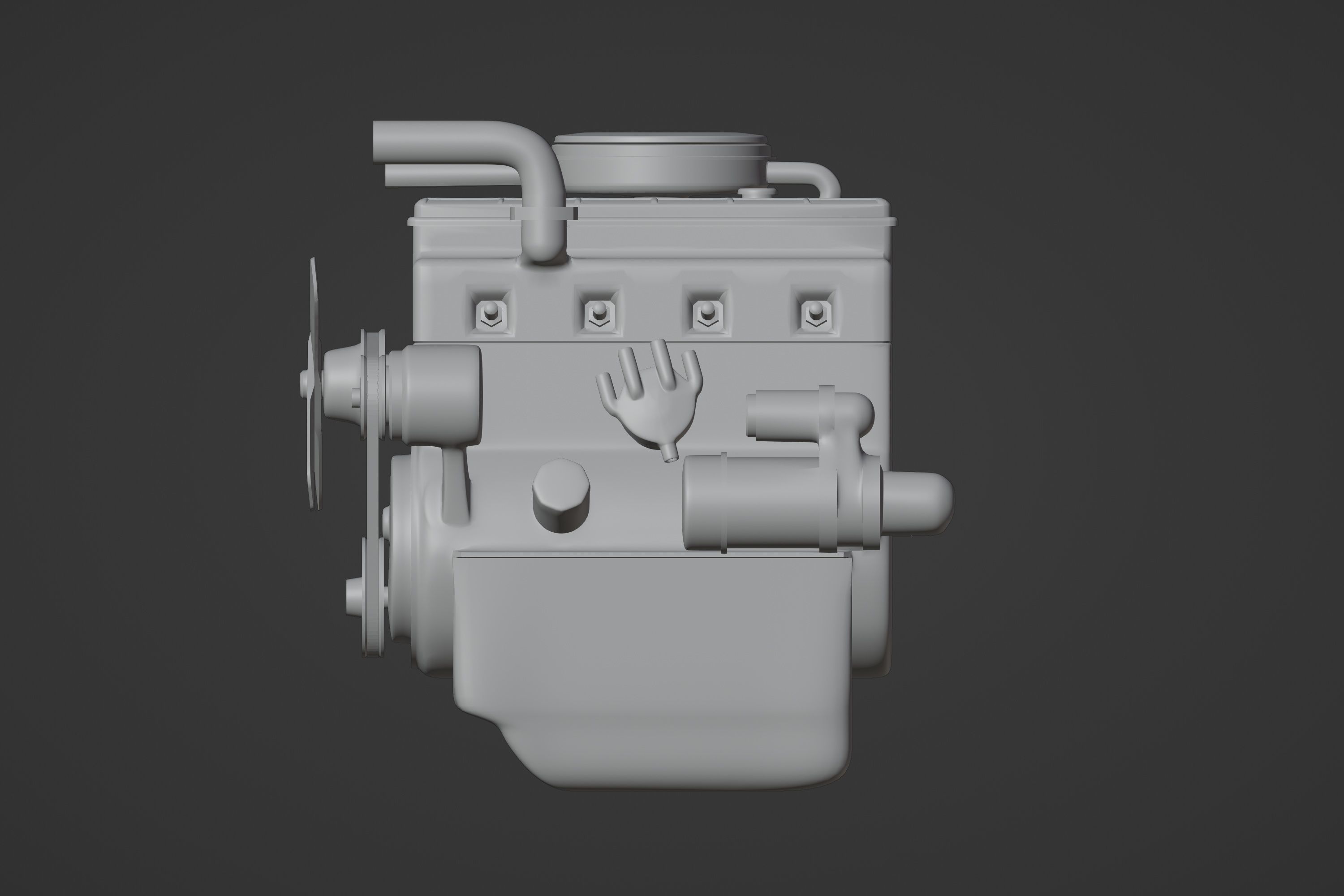 Old straight engine inline engine - print ready 3D print model_9
