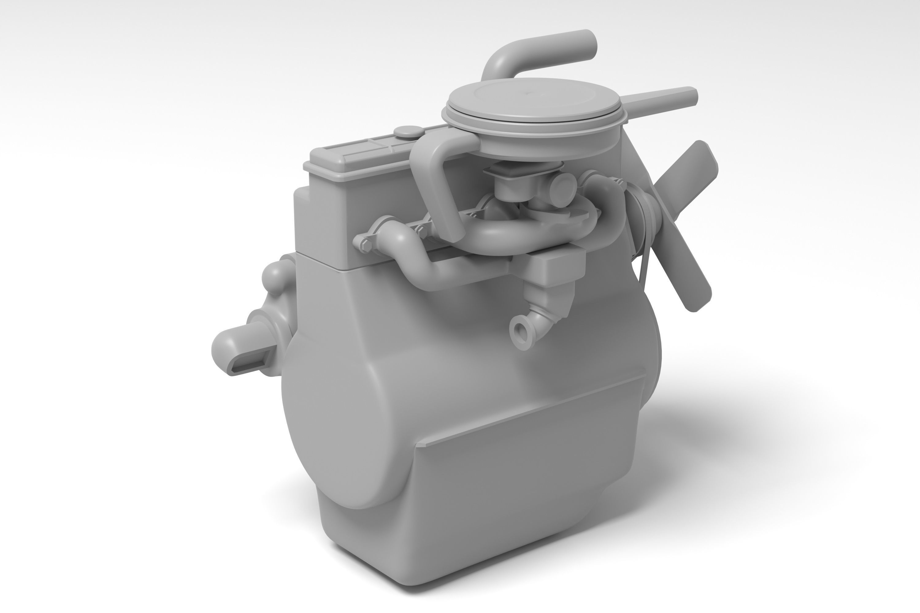 Old straight engine inline engine - print ready 3D print model_6