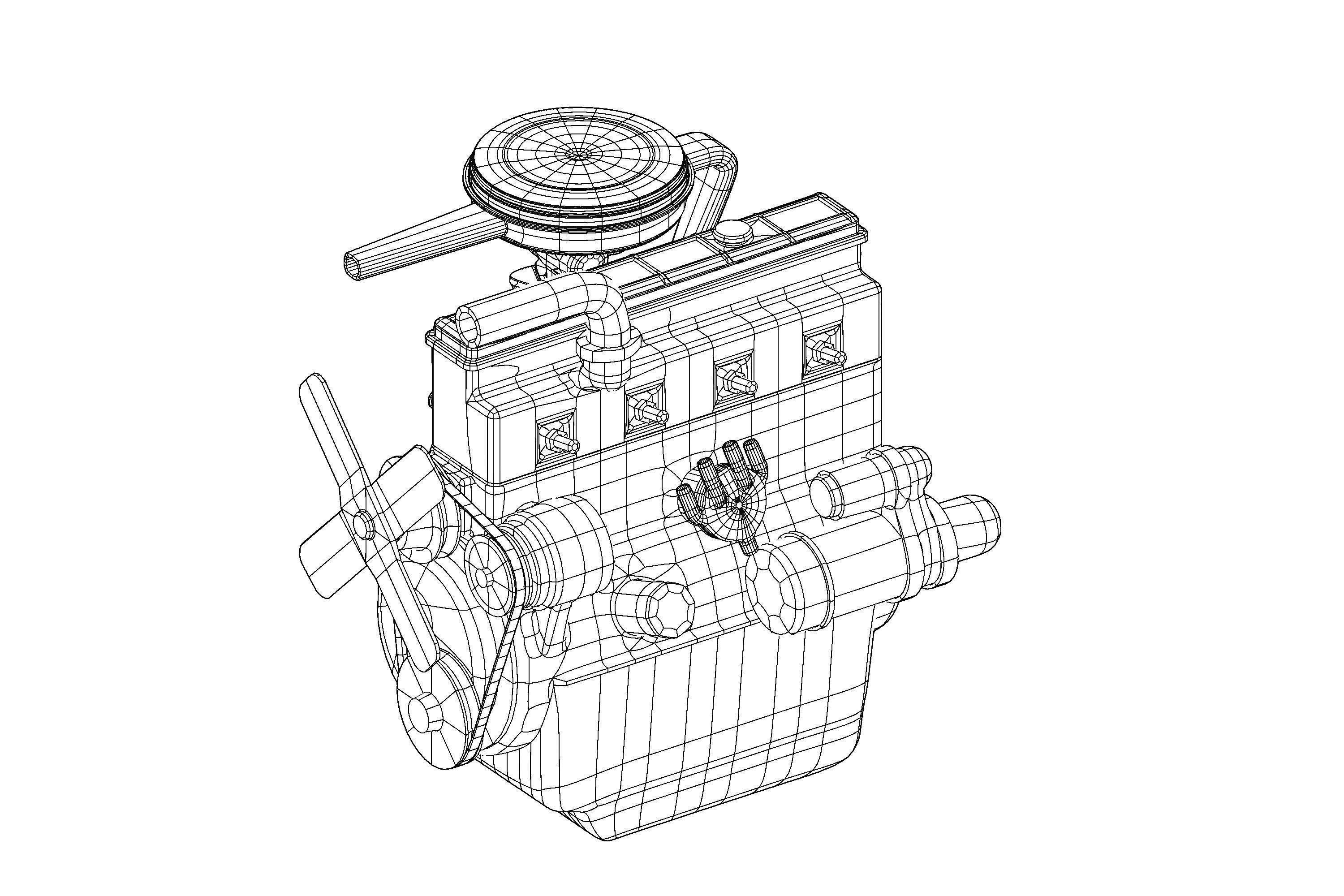 Old straight engine inline engine - print ready 3D print model_8