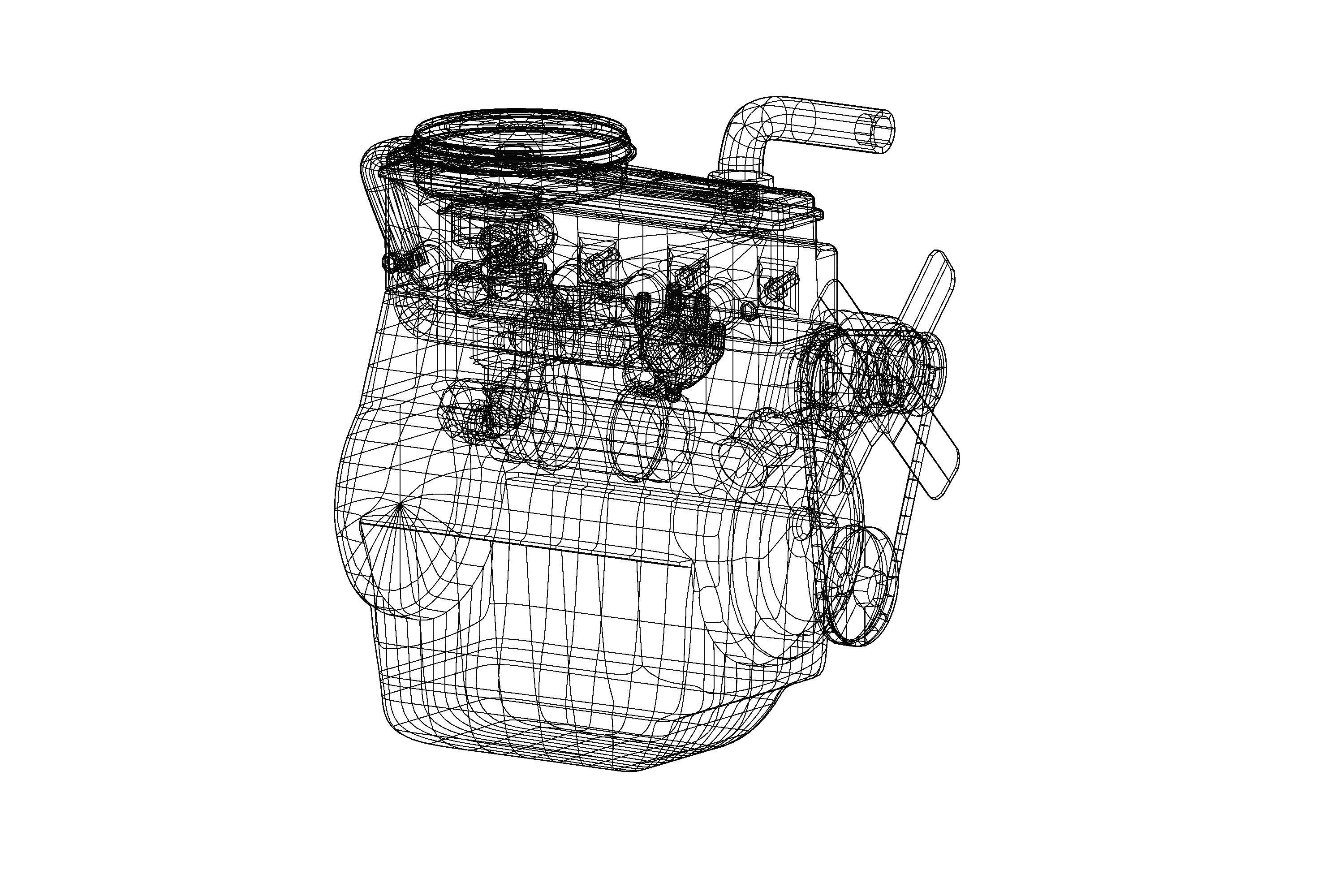 Old straight engine inline engine - print ready 3D print model_12