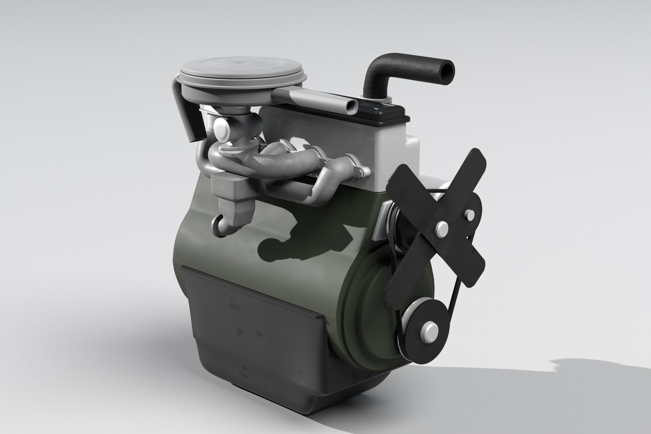 Old straight engine inline engine - print ready 3D print model_4