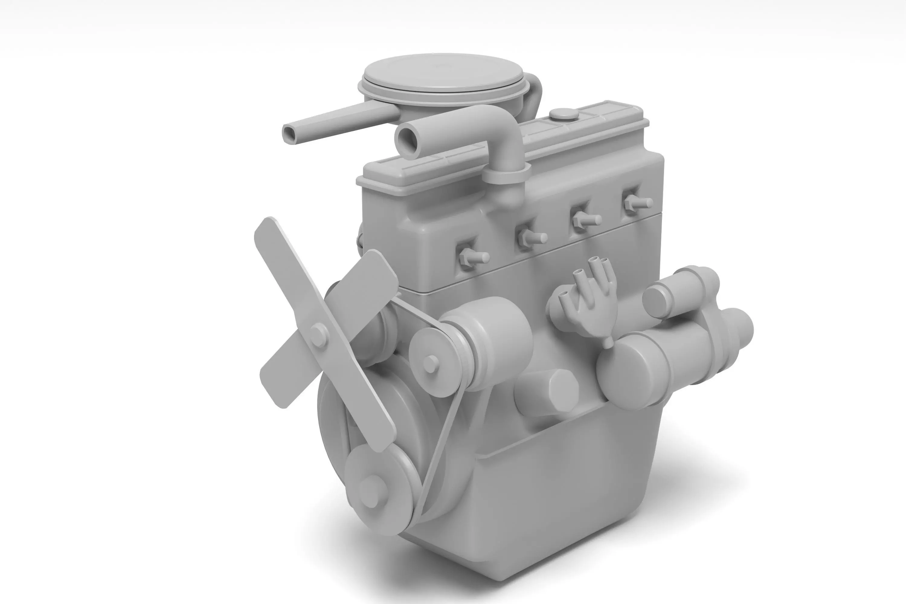 Old straight engine inline engine - print ready 3D print model_0