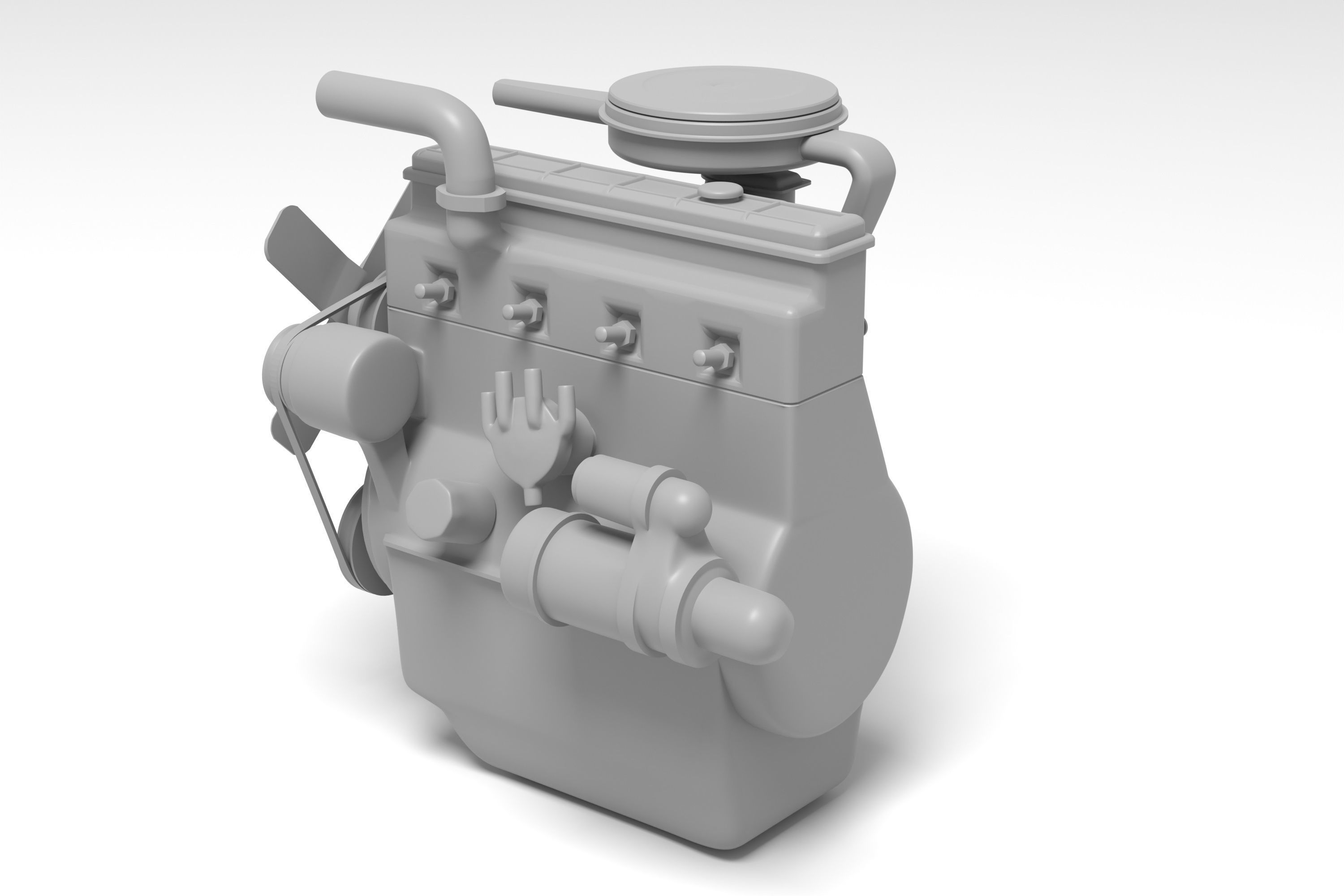 Old straight engine inline engine - print ready 3D print model_5