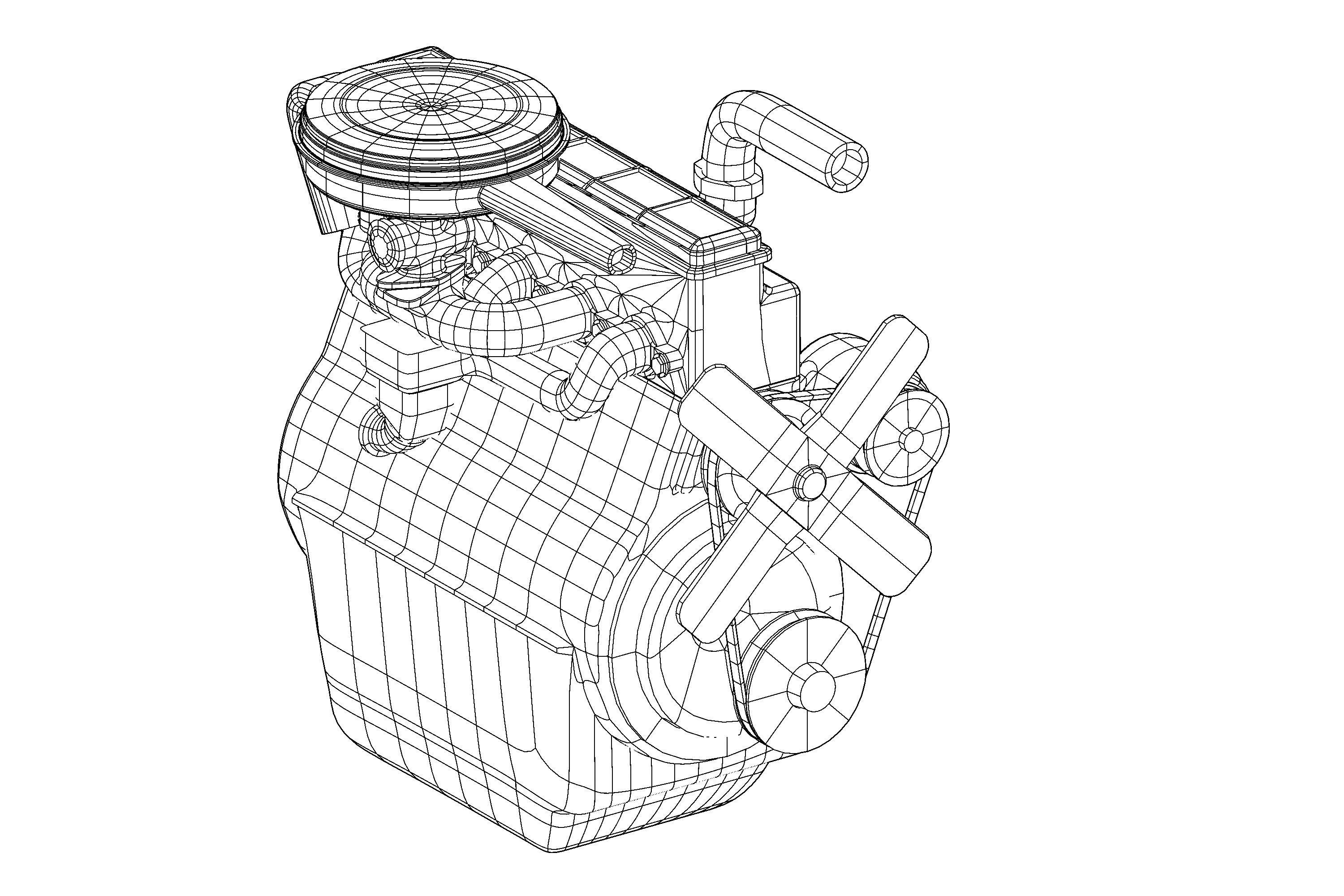 Old straight engine inline engine - print ready 3D print model_7