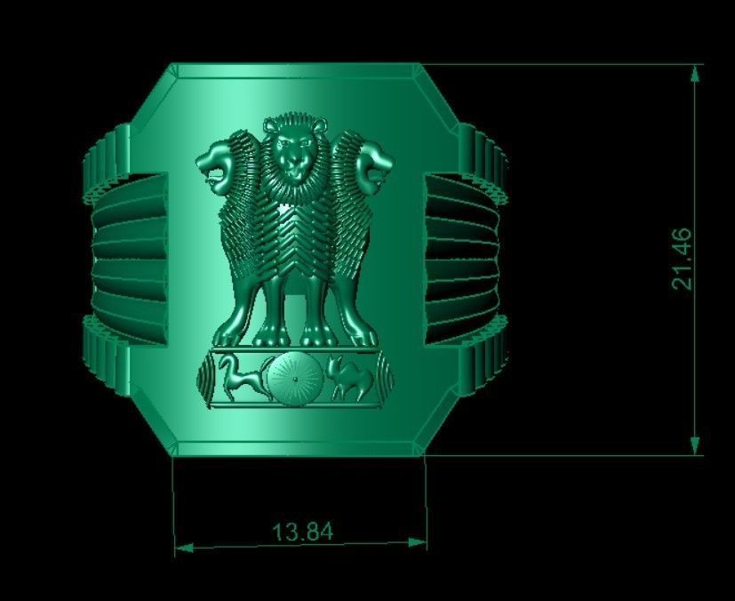 ASHOK CHAKRA GENTS RING 3D print model_4