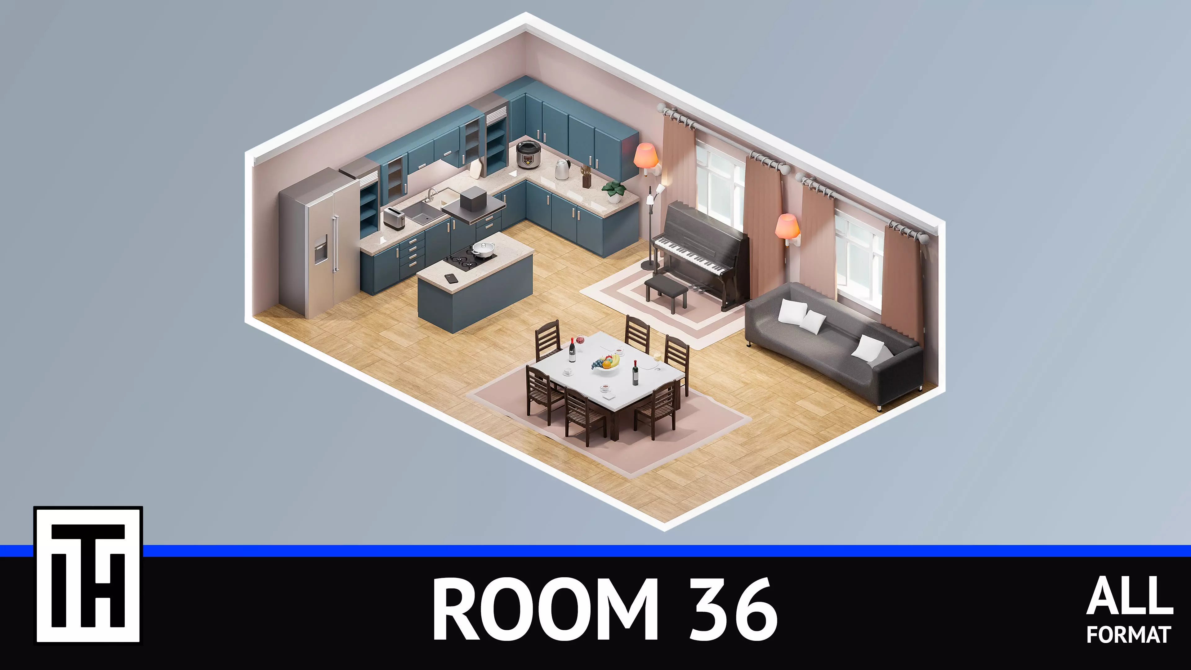 Room 36 Low-poly 3D model_0