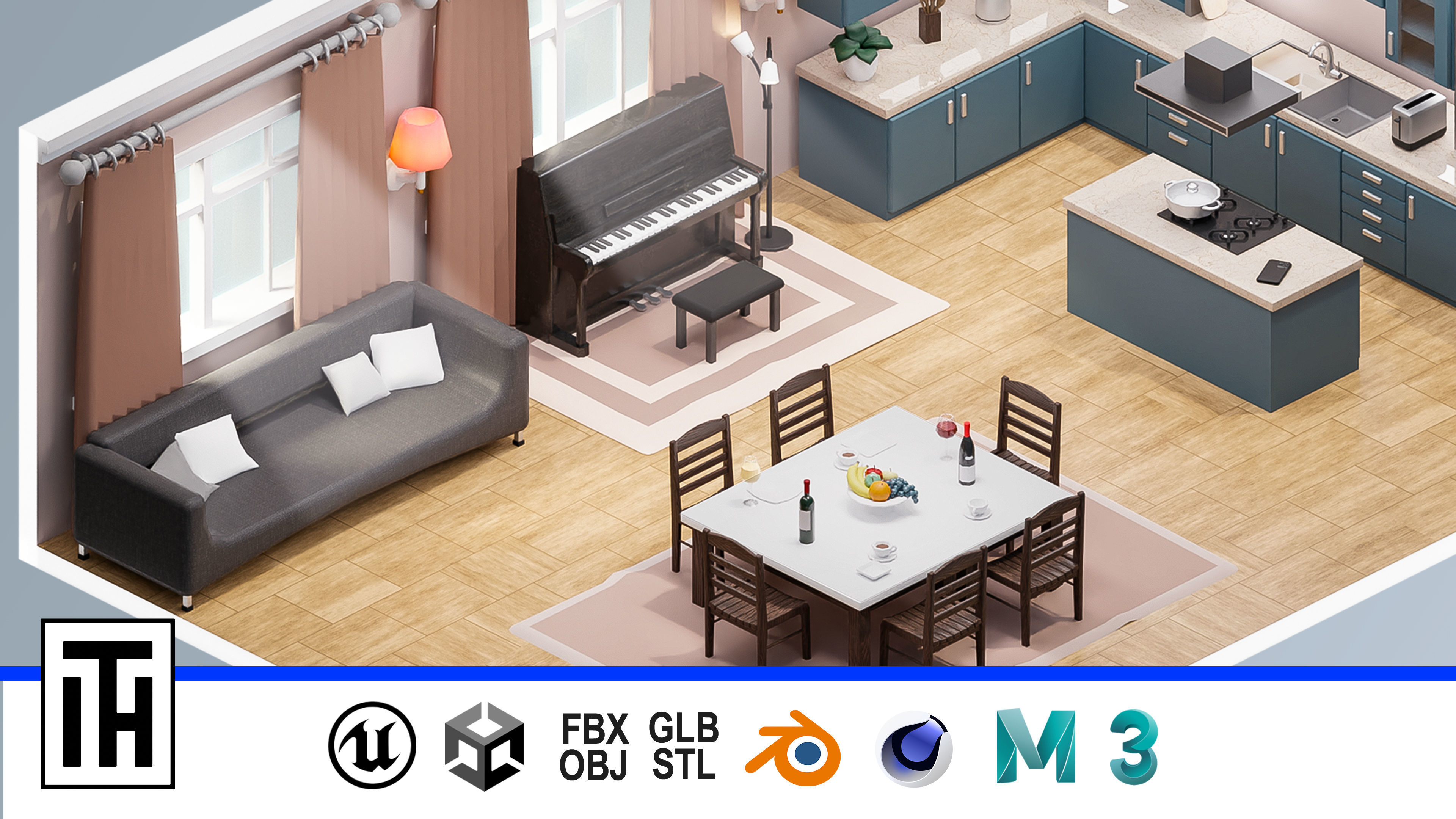 Room 36 Low-poly 3D model_1